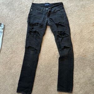 Black distressed jeans